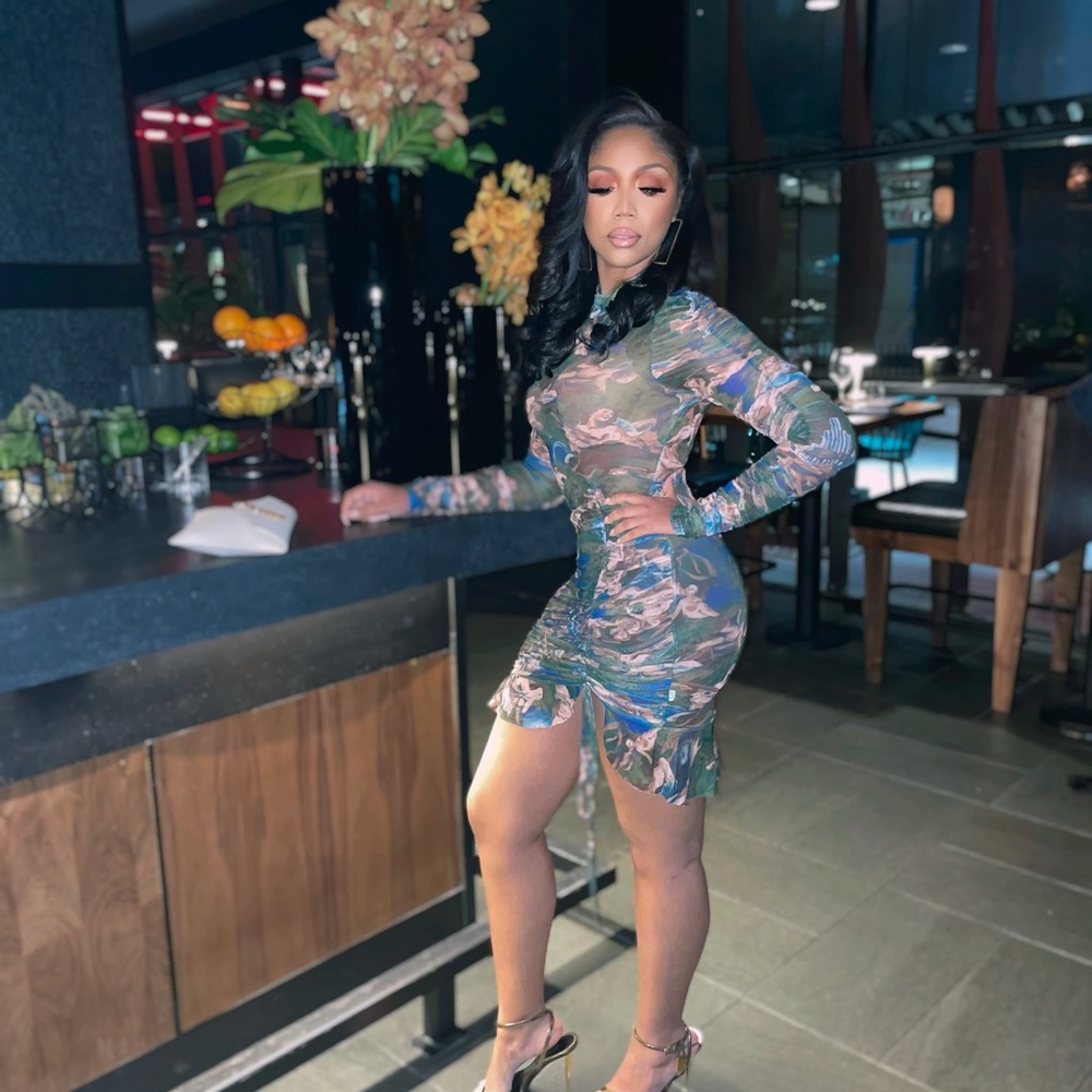 Fashion nova green angelic mesh mini dress
